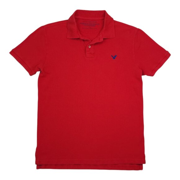 American Eagle Outfitters Mens Red Polo Shirt M 100% Cotton Short Sleeve - Picture 1 of 8